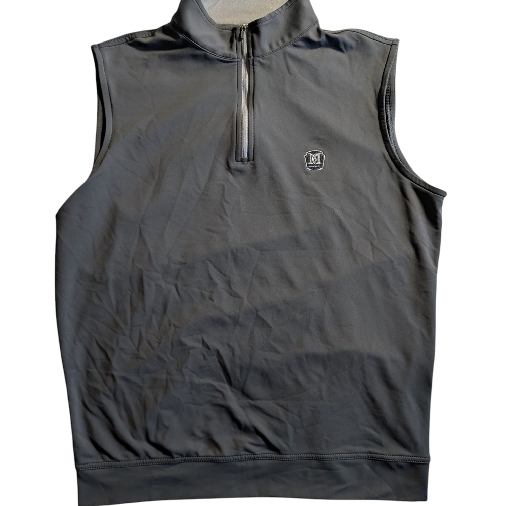 Peter Millar Martis Camp Lake Tahoe CA Logo Gray Softshell Golf Vest Men's M